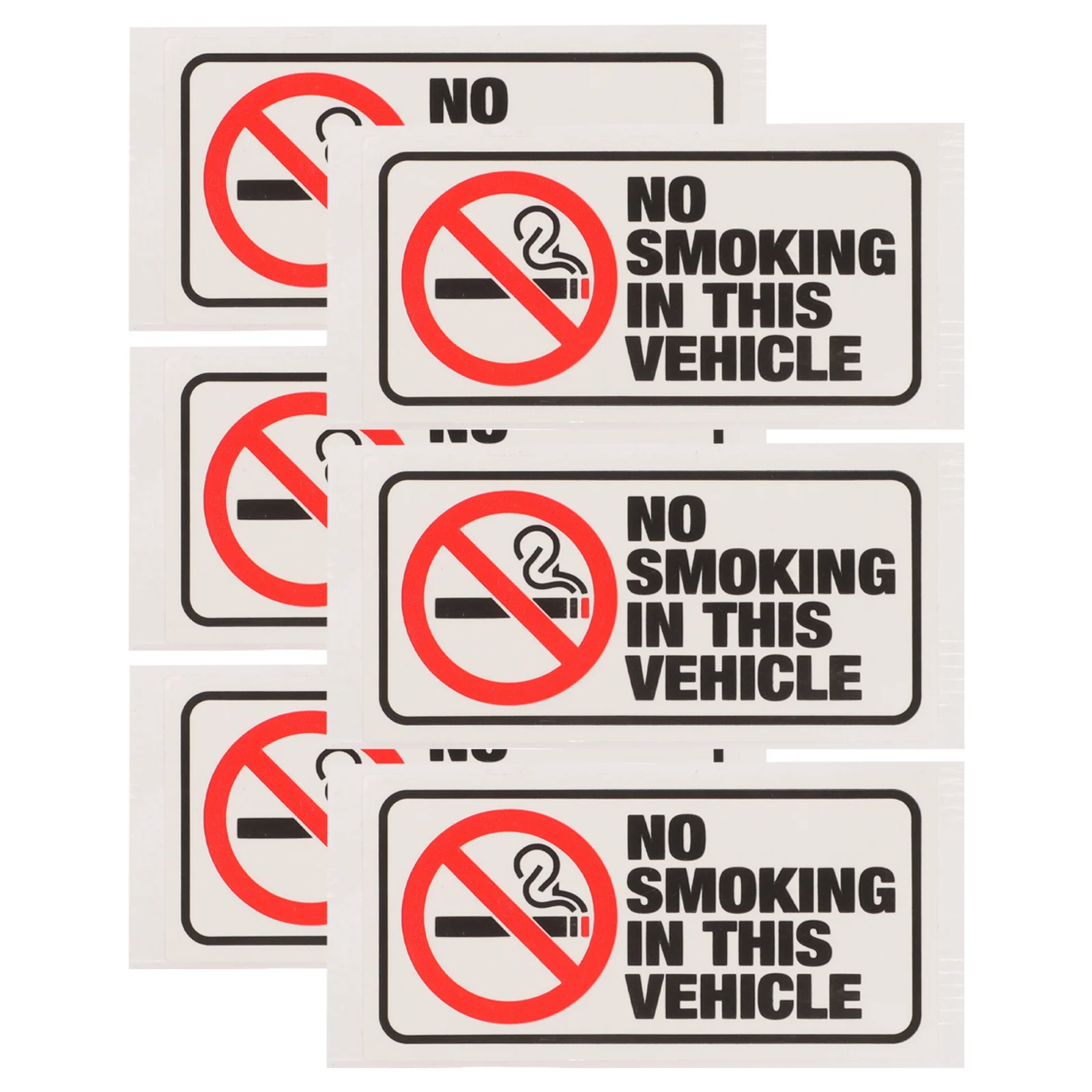 6 pcs No Smoking In This Vehicle Sticker Self Adhesive Warning Sign For Car No Smoking Decal For Vehicle Safety Label Traffic