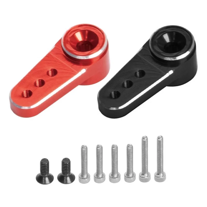 2szt Metalowe ramię serwa 15T Servo Horn Fit EMAX ES08MA II Servo for Axial SCX24 1/24 RC Crawler Car Parts, czerwony + czarny