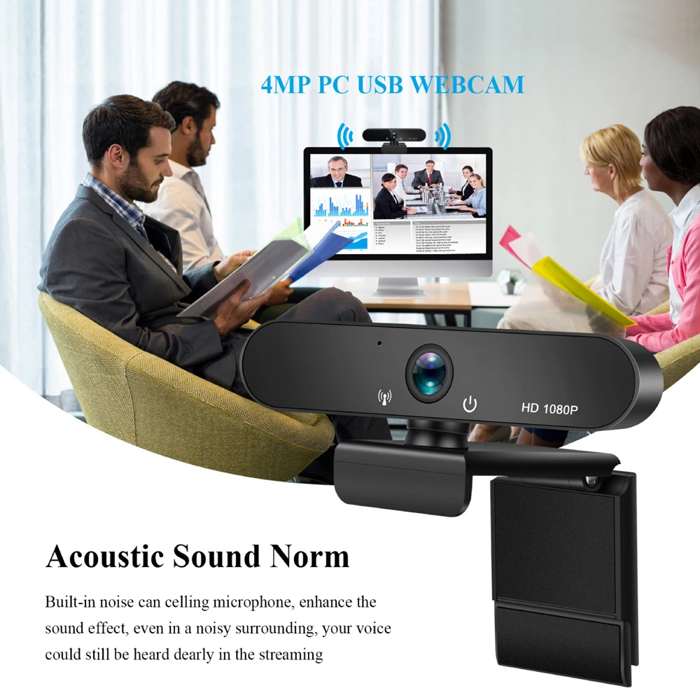 With Microphone Rotatable Cameras New 1080P Webcam Full HD Computer PC WebCamera for Live BroadcastVideo Calling Conference Work