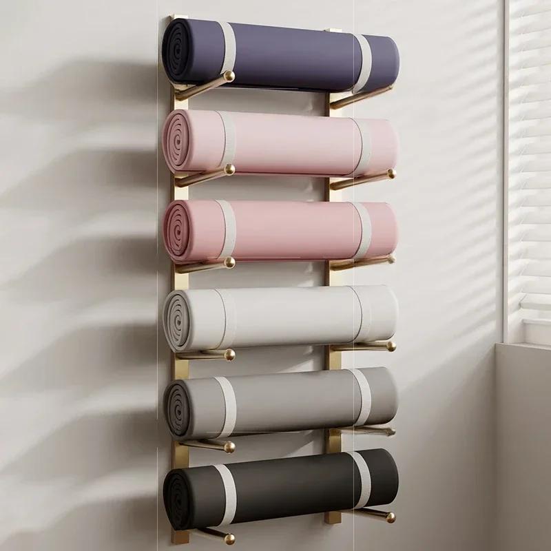 Multilayer Wall Shelf Iron Yoga Mat Storage Rack Gym Equipment Sorting Rack Indoor Layered Design