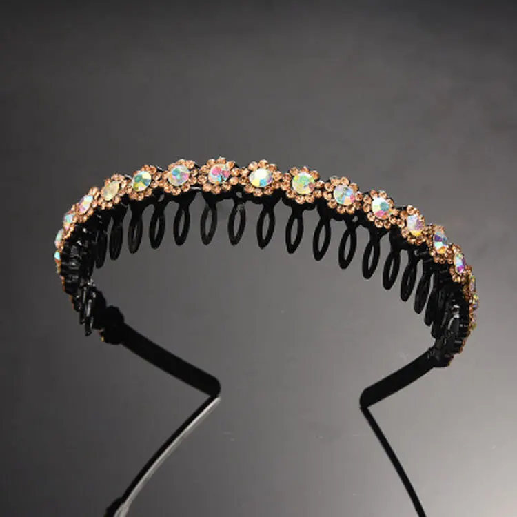 New fashion simple Boutique luxury Anti-skid pearls headband with teeth  rhinestones Hairband for Woman Girls Hair Headwear