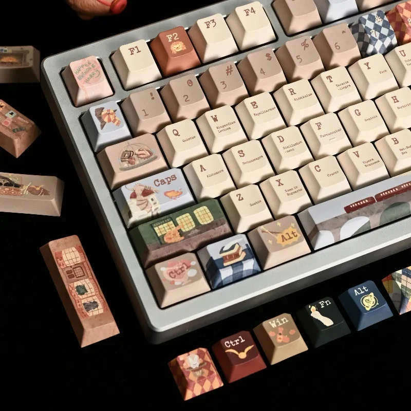 Diagon Alley keycaps custom PBT cherry profile key cap cute Retro style Cartoon Anime point key cap Dye Sublimation key caps