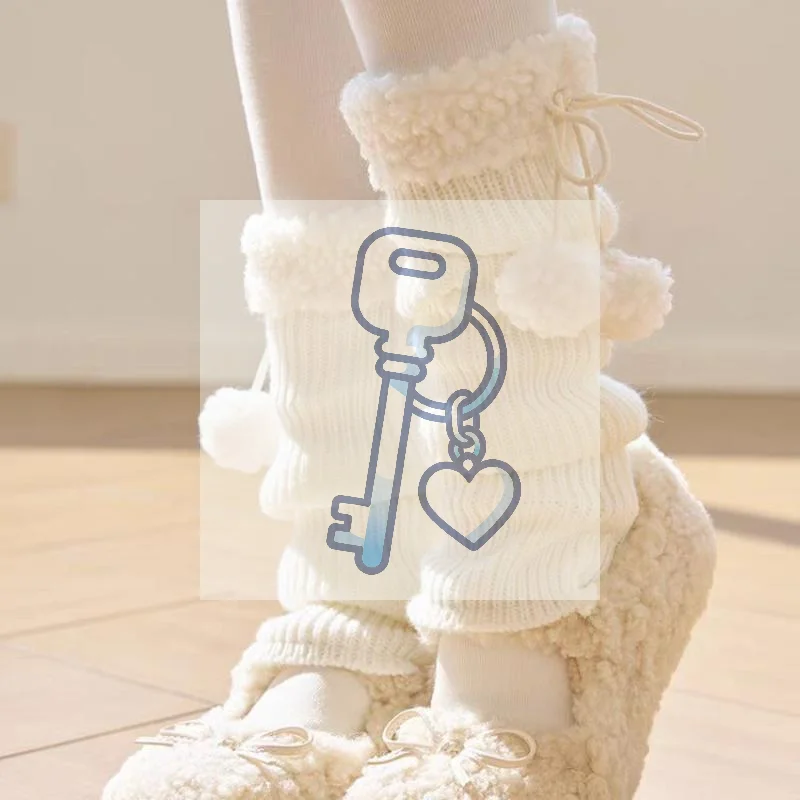 

Lolita Leg Covers Japanese Autumn And Winter Lamb Plush Ball Warm Woolen Ball Socks JK Retro Pile Socks