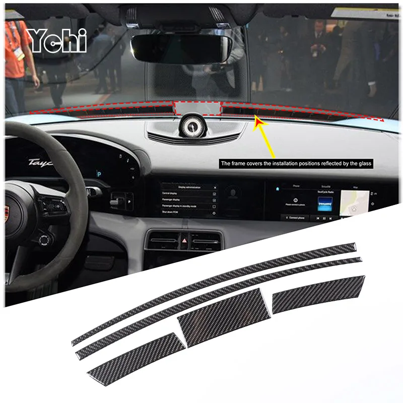 

For Porsche Taycan 2019-2022 Soft carbon fiber Car Dashboard Central Control Decorative Strip Sticker Car Interior Accessories