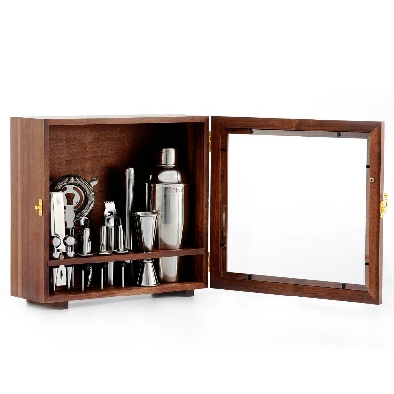 Stainless steel snow jug bar bartending tool full frame storage box tempered glass