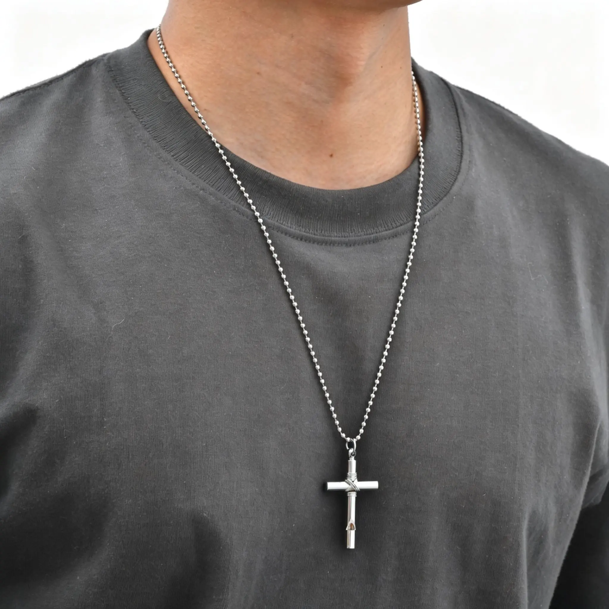 Herren Edelstahl-Anhänger-Halskette PVD Goldfarben Kreuz Geometrische Kette Modeschmuck Geschenk für Tägliches Tragen Großhandel Dropshipping – Detail 4