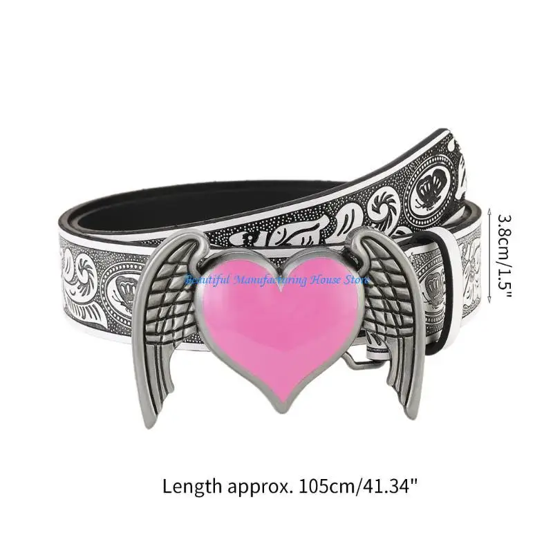 E56A حزام فريد من نوعه للمراهقين بإبزيم على شكل قلب وحزام خصر قابل للتعديل ملفت للنظر #6