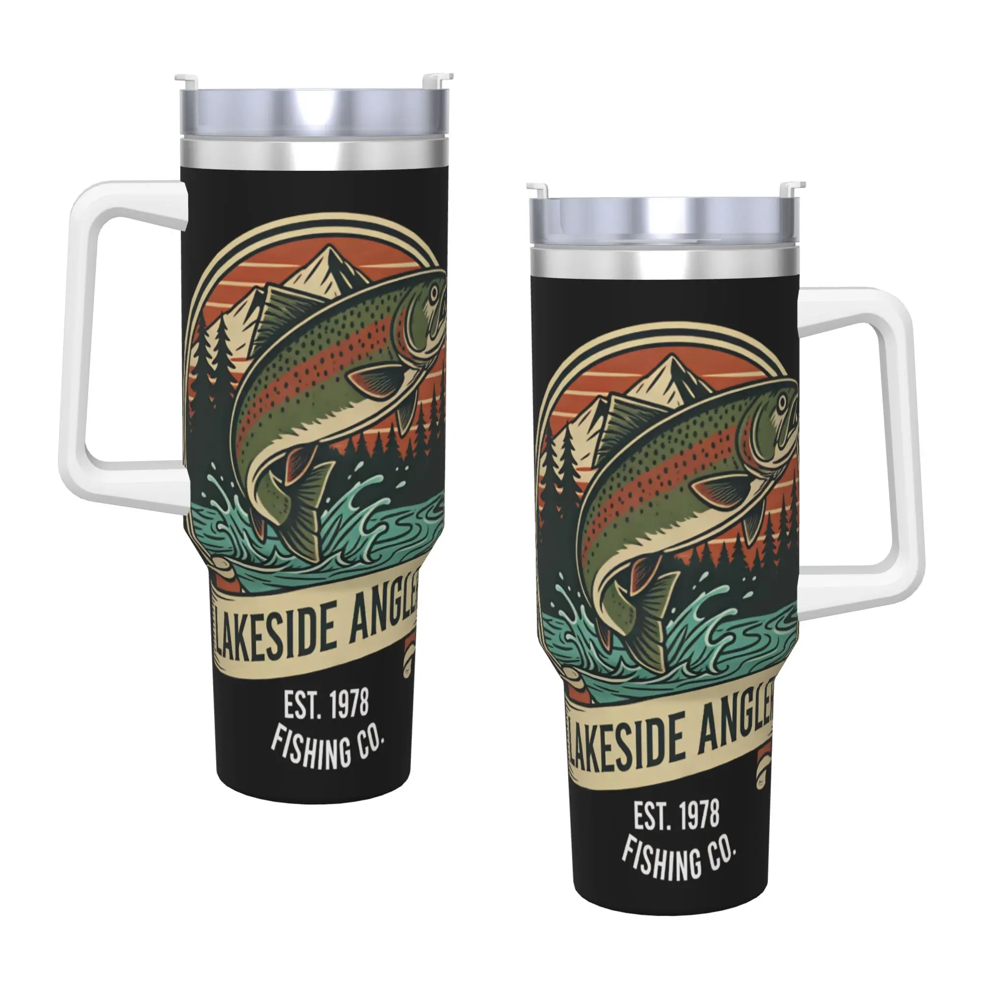 Fly Fishing Tumbler  Cold and Hot Water Bottle Insulated Stainless Steel Coffee Mug Custom Camping Mugs Cup