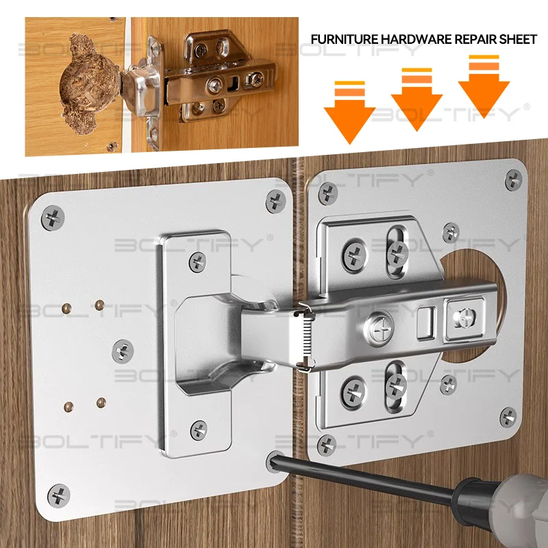 BOLTIFY Stainless Steel Hinge Repair Plate Furniture Cabinet Door Panel Connection Plastic Repair Plate Hardware Accessories