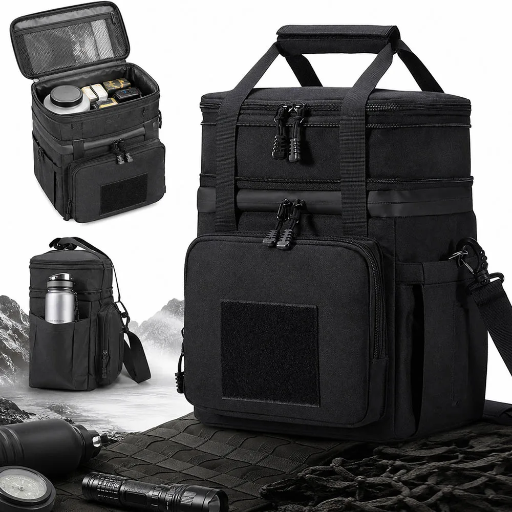 

Large Expandable Tactical Lunch Box Insulated Thermal Lunch Bag Durable Tote Cooler with Shoulder Strap for Outdoor Picnic Trips