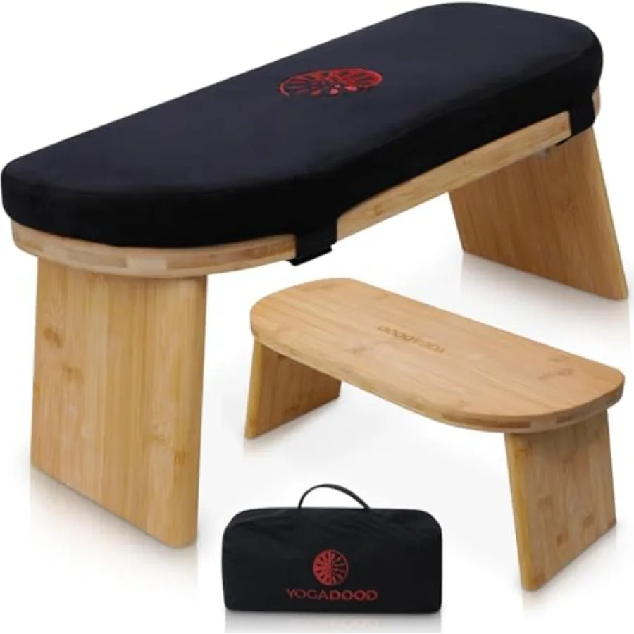 

Meditation Bench - Folding Bamboo Meditation Stool with Velvet Cushion and Carry Bag Seiza Prayer Bench