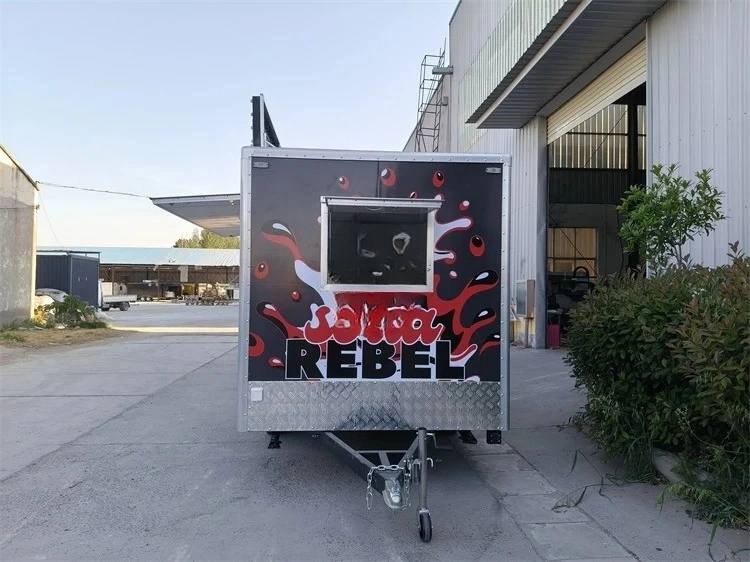 Custom 2-Axles 4-Wheels Mobile Bubble Tea Shop Fast Food Truck Towable Food Trailer