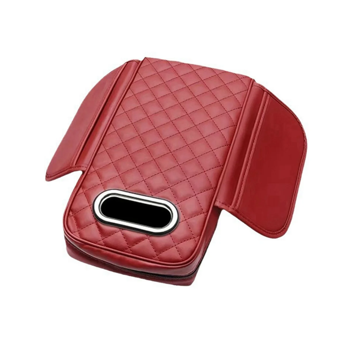 Car Armrest Cover PU Leather with Tissue Storage Memory Foam Height Pad Auto Center Armrest Protective Cushion Support B