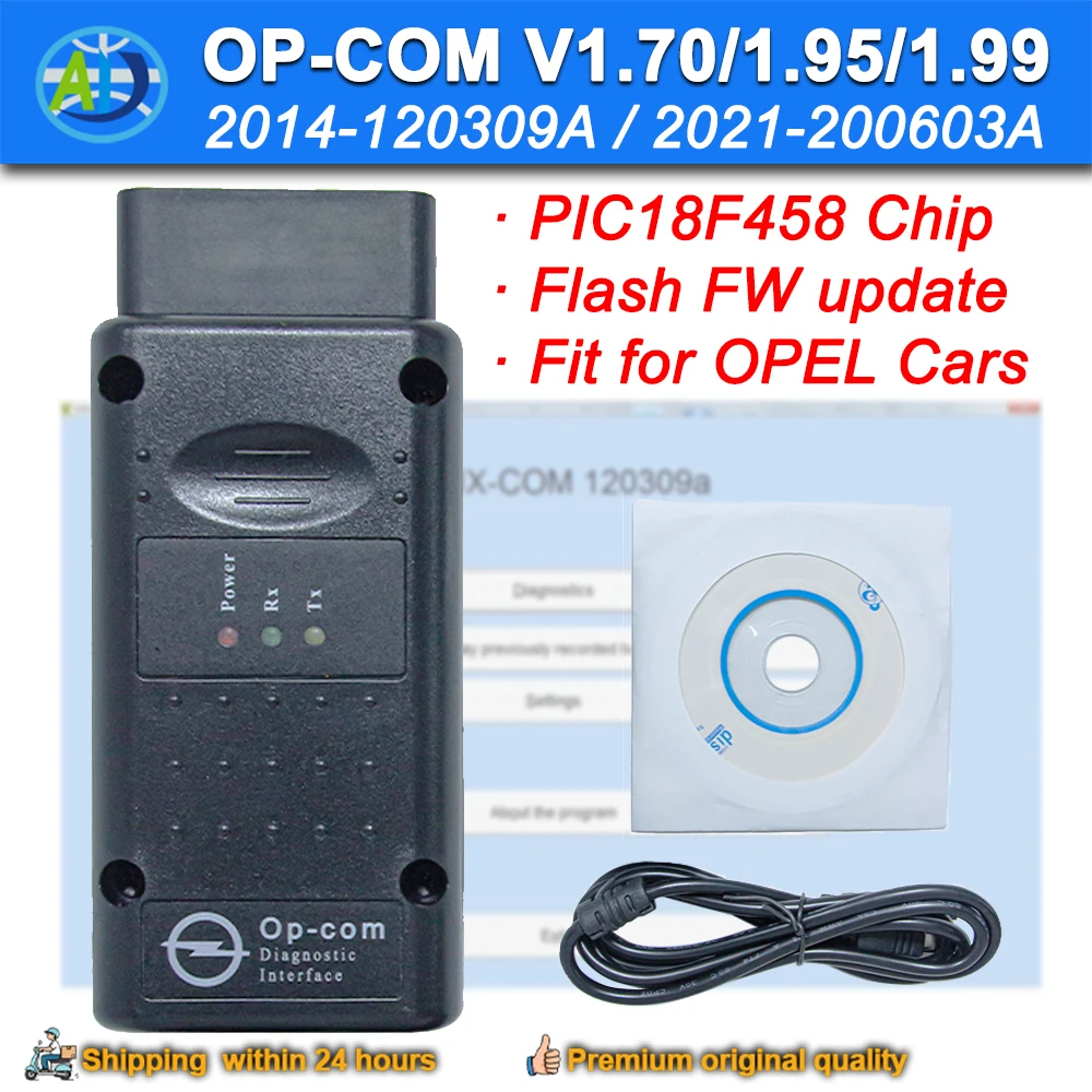 Diagnosis Interface For OPCOM V1.99/1.95/1.70 PIC18F458 OBD2 Scanner For Opel Flash Firmware Update 2021-200603A 2014-120309A