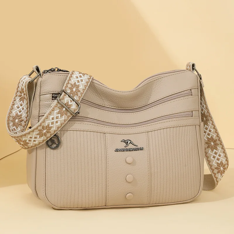 

Новая женская сумка через плечо - модная элегантная универсальная многослойная сумка через плечо из мягкой кожи большой вместимости