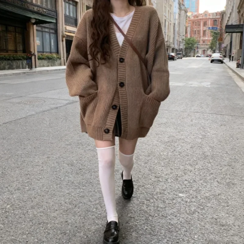 

Chanel-Style Knit Cardigan | Women's Loose Fit Open Front Coat for Autumn Winter Fashion