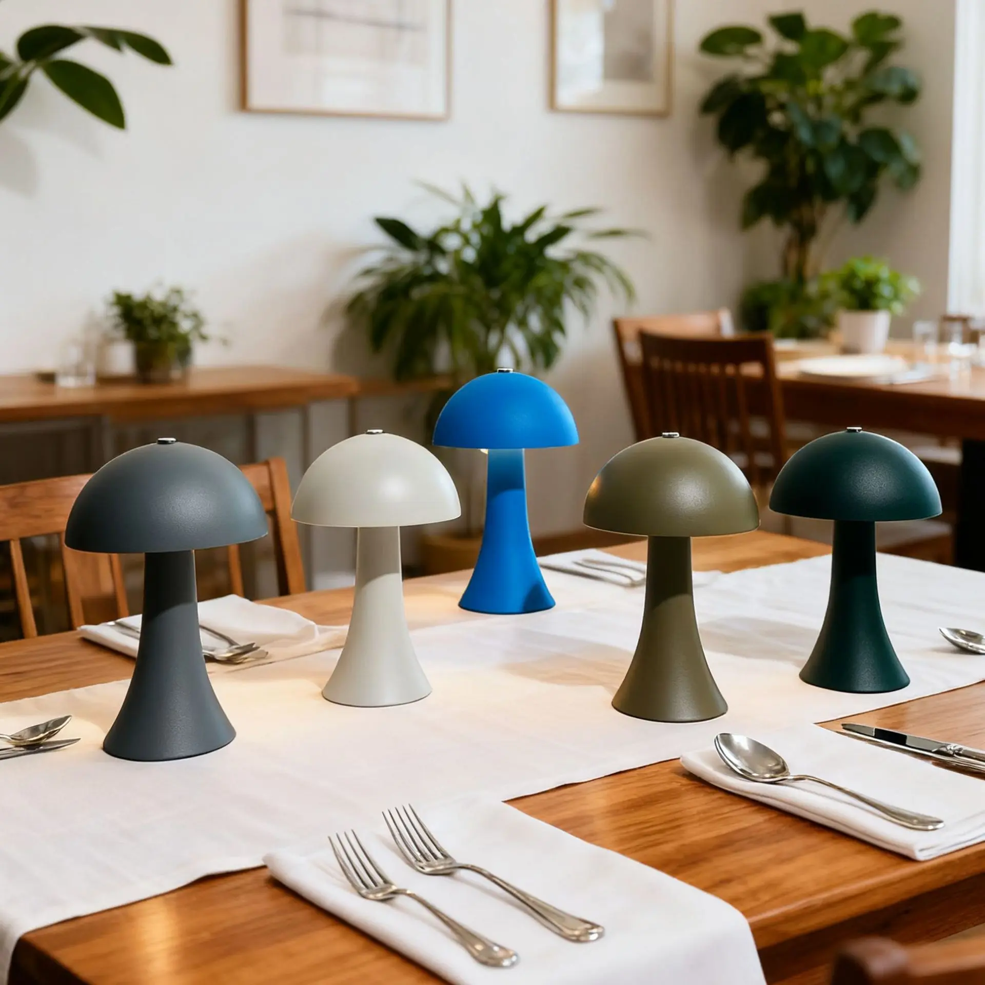 قابلة للشحن جديد LED الجدول مصباح الرجعية الفطر اللمس الاستشعار أباجورة للمنزل غرفة نوم مطعم بار إضاءة زينة #2