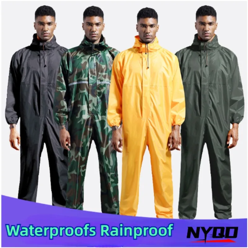 Conjoined Raincoat Overalls Hooded Waterproofs Rainproof Oil Proof Dustproof Protective Clothing Unisex Raincoat Workwear Suit