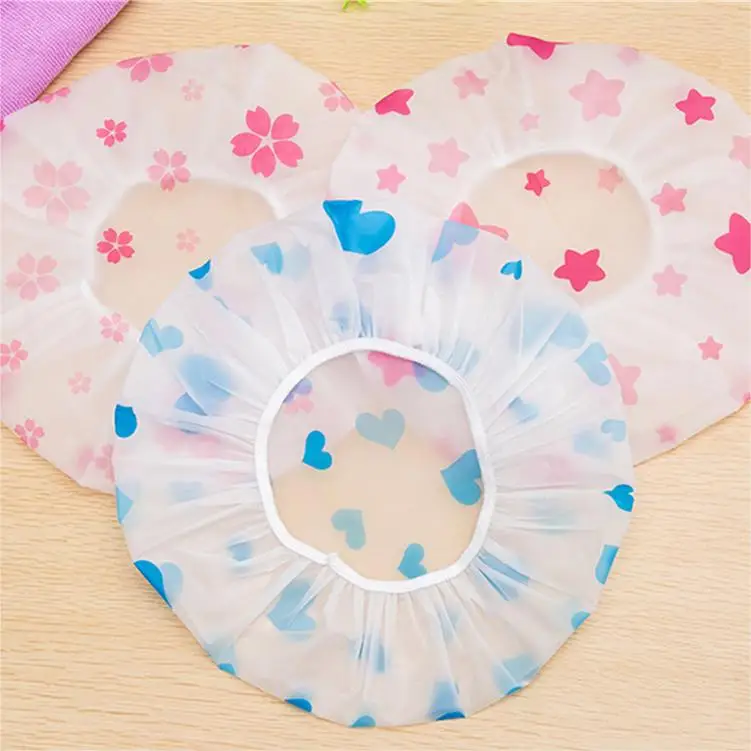 1/2/4pcs Shower Cap Women Bathroom Hotel Home Shower Bathing Hair Elastic Caps Hats Spa Hair Salon Bonnet Waterproof Hair Cover