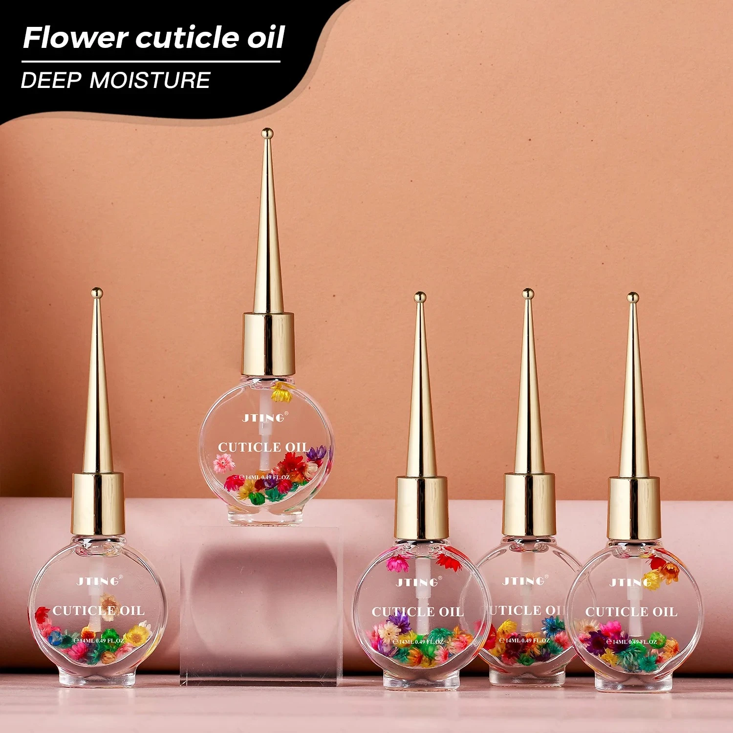 JTING 1pc Deep Moisture Cuticle Oil Formula Flower Cuticle Oil 15ml for Nails Nutrition Revitalizer Oil