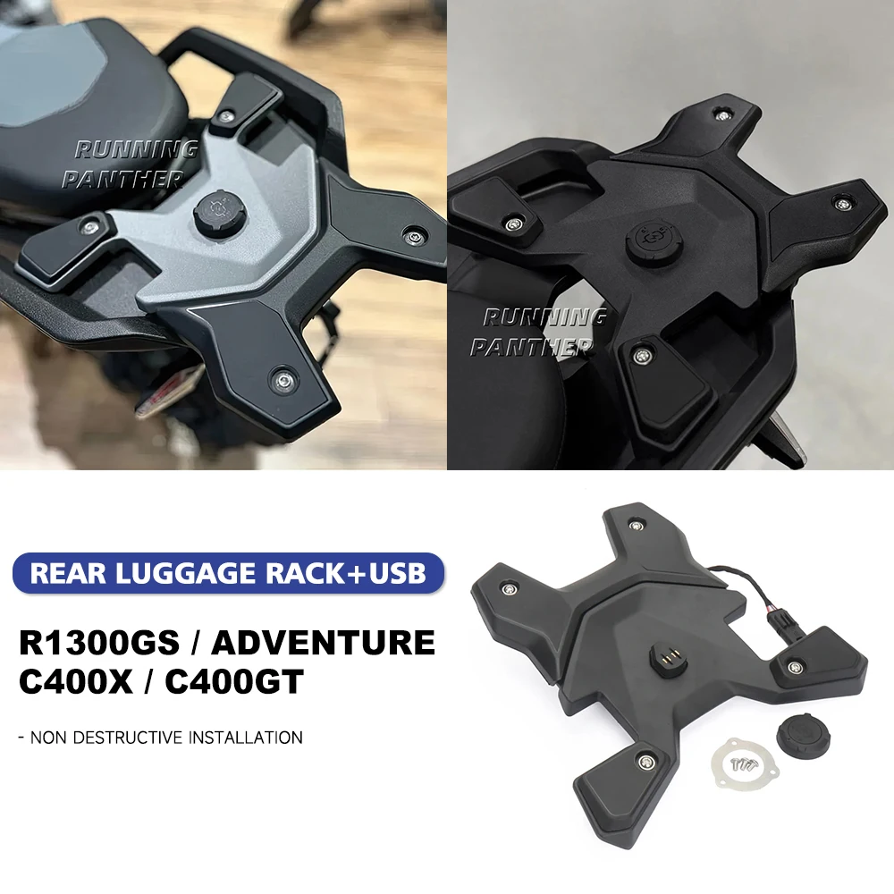 

Motorcycle Rear Luggage Rack For BMW R1300GS ADV GS1300 Adventure C400GT C400X 2025 Rear Box Tail Top Case USB Bracket Holder