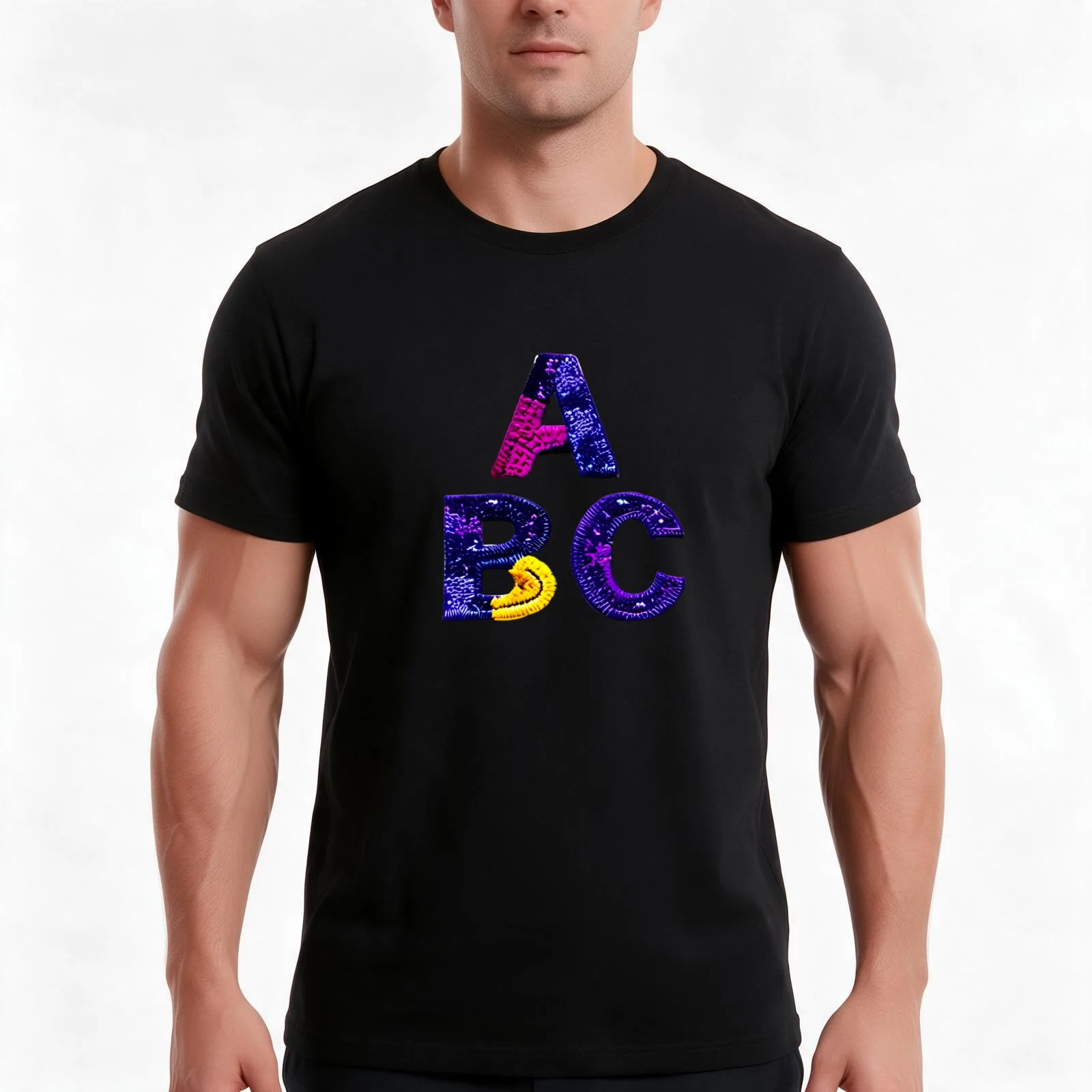 letter ABC, monogram. typography collage. ABC art. gift T-Shirt, Summer Casual Cotton Tee, Oversized Streetwear Tops