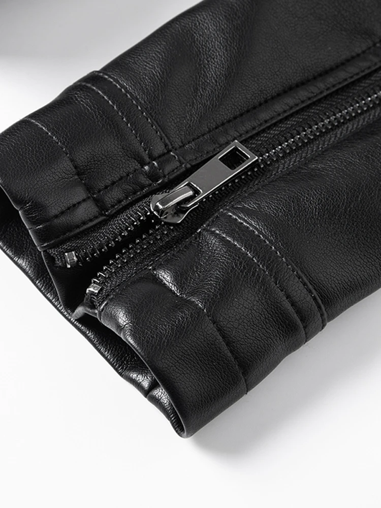  Ning Genuine Leather Jaet Women's ort Slim Fit Large Size Korean Sle 2025 Spring New eepskin Bla Coat