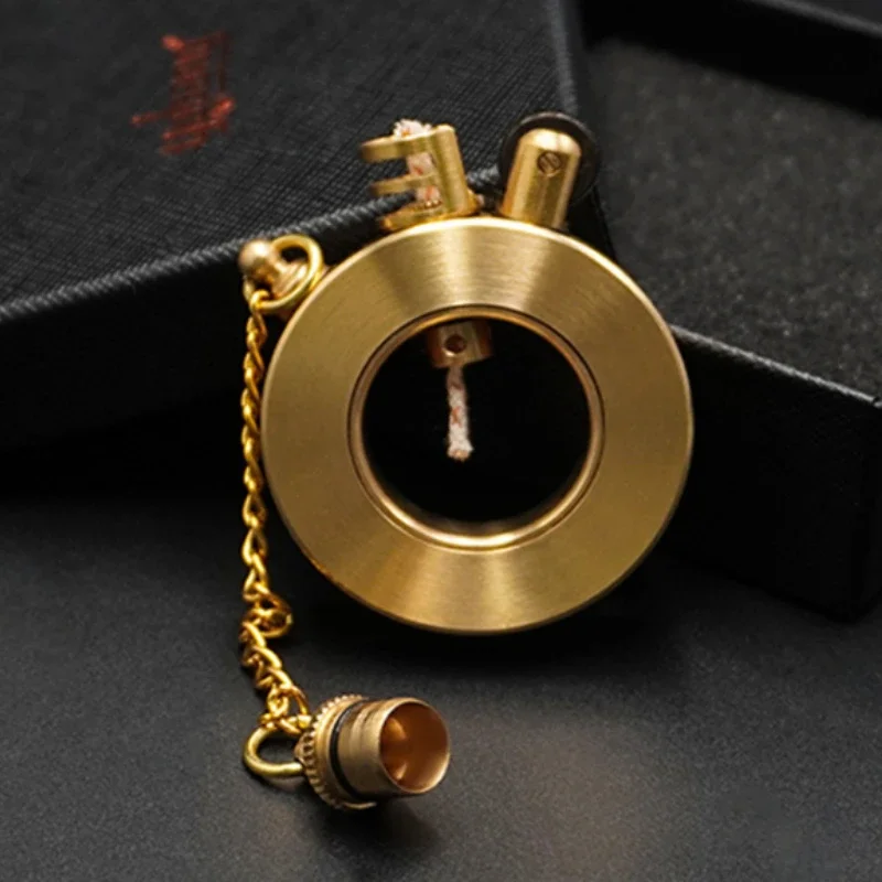 Retro Creative Hollow Design Brass Lighter, Special-shaped Pocket Watch, Grinding Wheel Kerosene Lighter, Men's Collection Gift