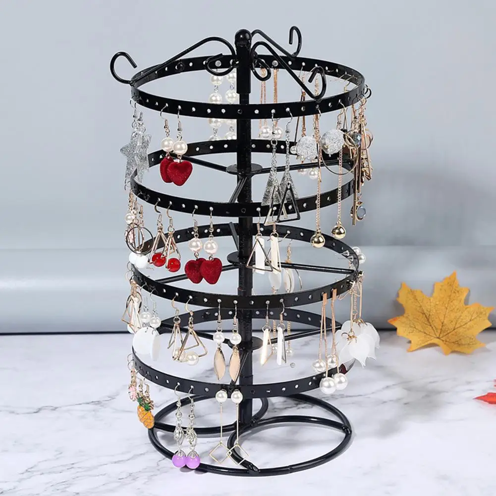 Jewelry Rack Earrings Holder Organizer Rotating Earring Display Stand with Adjustable 4-tiers for Desktop Jewelry Organization