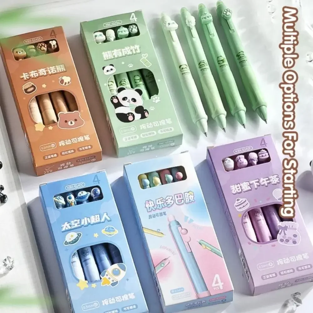 Creative Aesthetic 1PC Thermal Eraser Pen Cartoon Black Blue Ink Erasable Gel Pen INS Cute 0.5mm Neutral Pen Office Supply