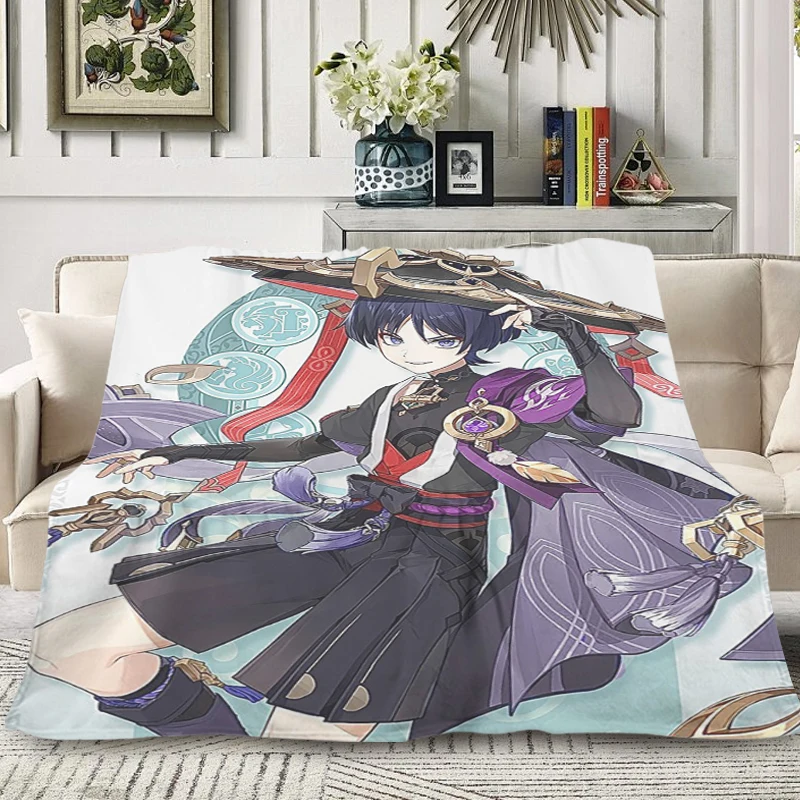 Anime Blanket B-Scaramouches Sofa Winter Warm Winter Blankets Fluffy Soft Blankets Microfiber Bedding King Size Knee Bed Fleece