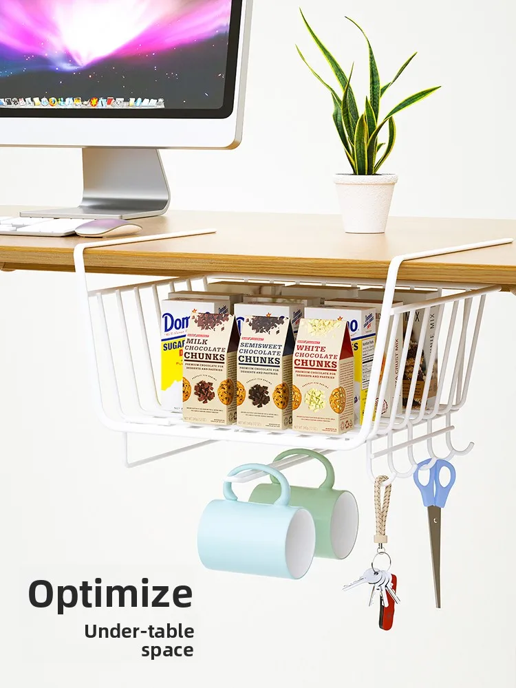 Home Kitchen Multi-Functional No-Drill Shelf Layered Storage Rack Cabinet under Shelf Dormitory Desk under Hanging Basket