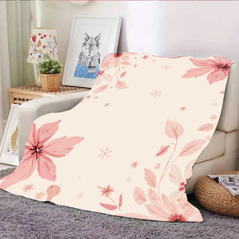 1 قطعة بطانية الفانيلا أنيقة الأزهار ندفة الثلج بطانية لديكور غرفة المعيشة المريحة
