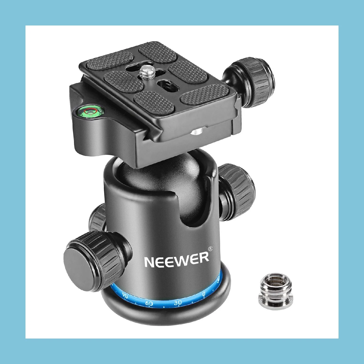Neewer Metal 360° Rotating Panoramic Tripod Ball Head with 1/4'' Quick Shoe Plate, Bubble Level for Tripod/Monopod/Slider/DSLR