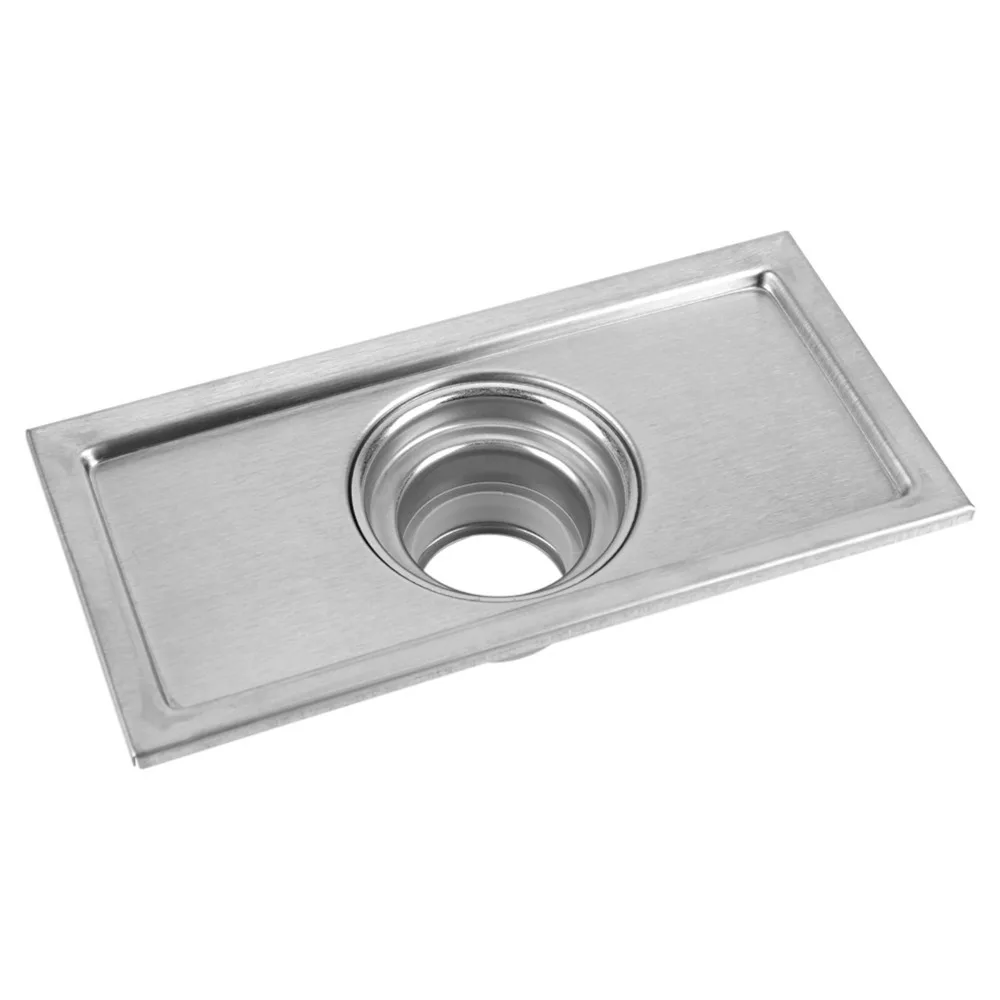 Practical Rectangle Floor Drain Silver Anti-Clog Shower Drain Stainless Steel Floor Waste Grate Shower Area