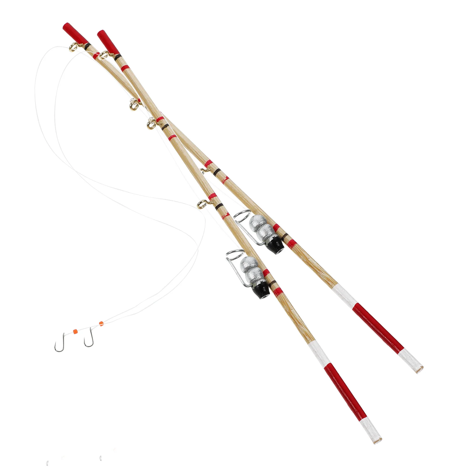 

2 Pcs Miniature Food Model Rod Fishing Pole House Models Decoration Decorative Scene Adornments Desktop