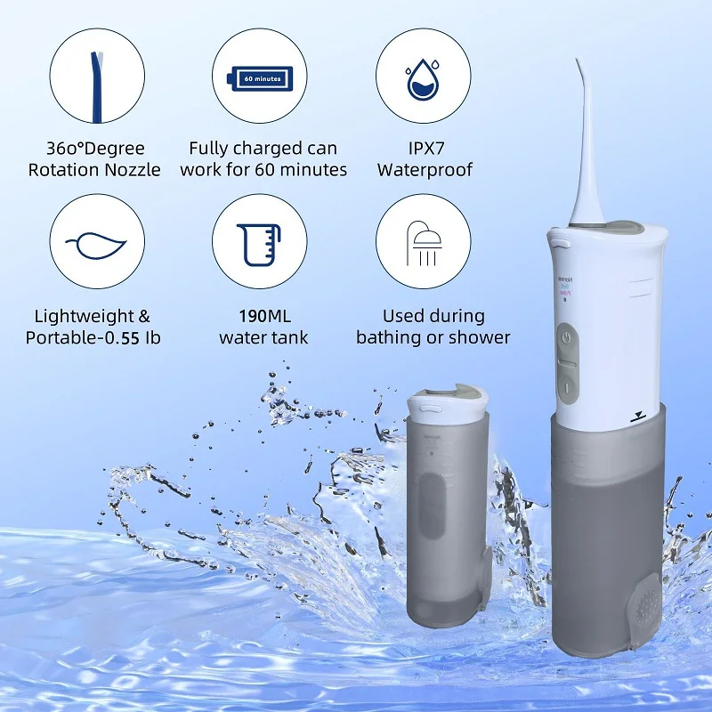 Мини-беспроводной портативный телескопический ирригатор для полости рта, ирригатор для воды, очиститель, 3 режима, Ipx7, водонепроницаемый, для дома, для ухода за зубами