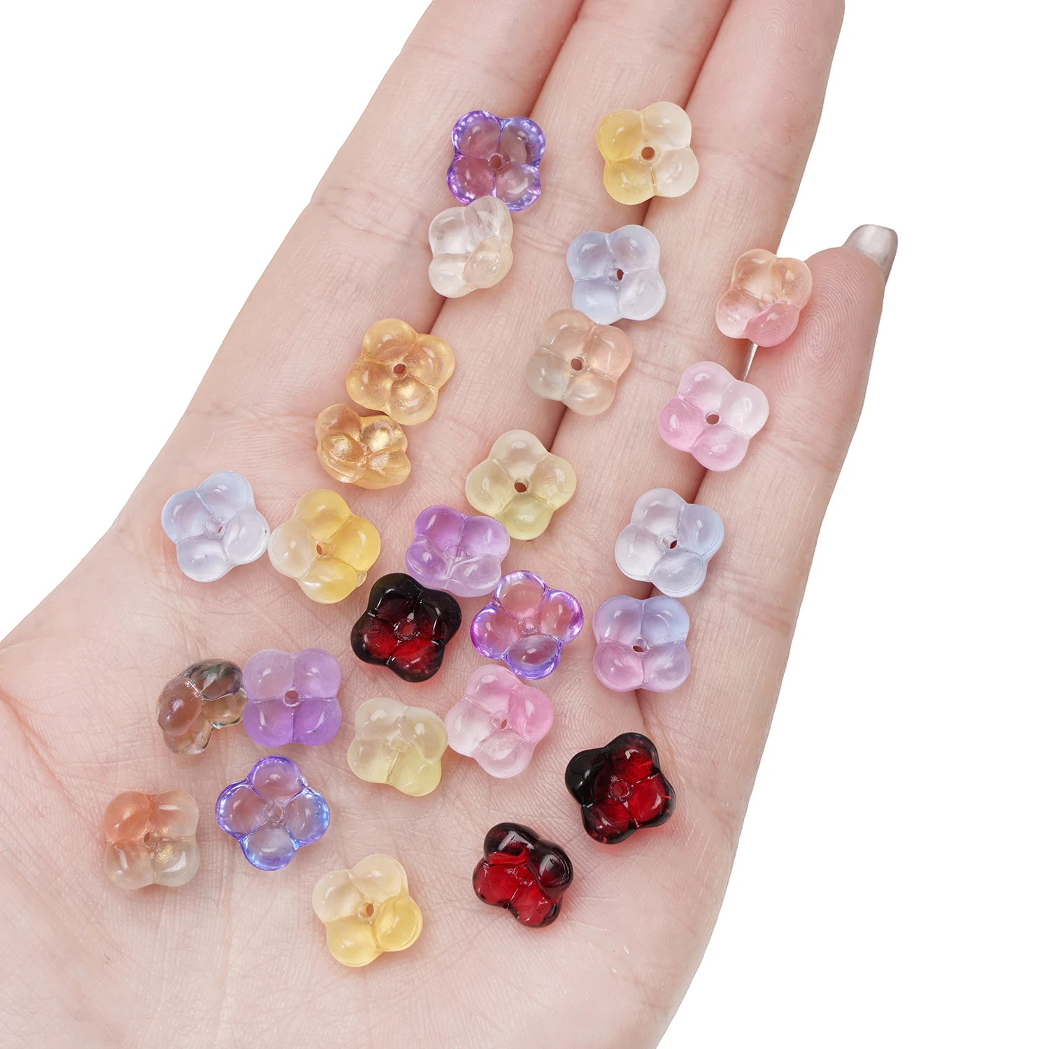 

10-30pcs Glass Gradient Color Cute Osmanthus Flower Beads Loose Spacer Beads for DIY Bracelet Pendant Jewelry Making Accessories