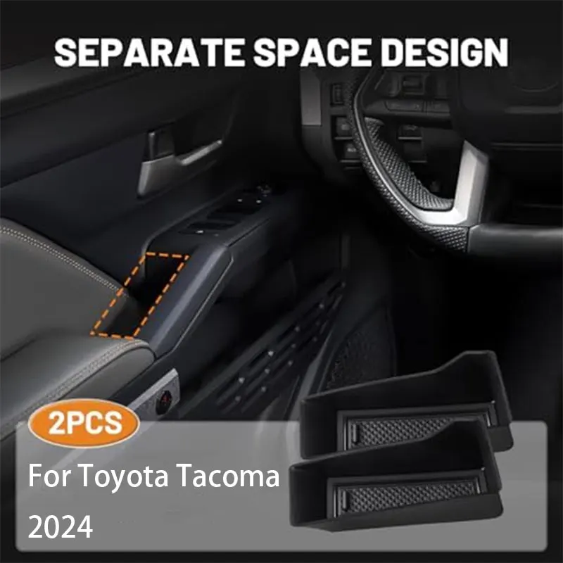 

2PCS Car Front Door Handle Storage Box For Toyota Tacoma 2024 Door Side Organizer Tray Accessories Door Tray Organizer