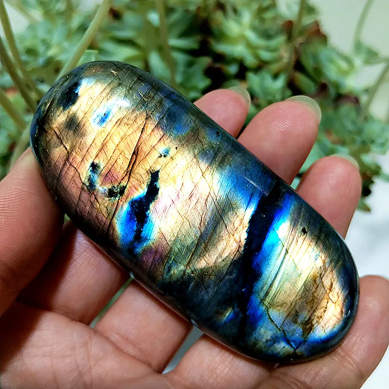 Natural Stones Labradorit Golden Guardian Palm Stone Spiritual Meditation Healing Yoga Exercise Feng Shui Crystal Room Ornaments view 4