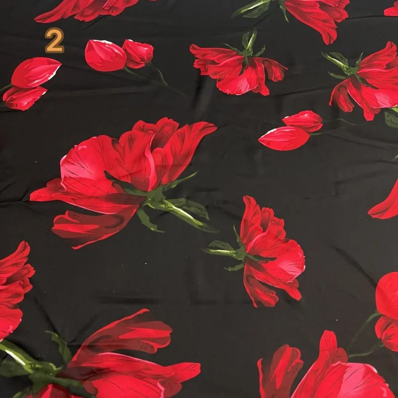 Satin-Stoff mit Leinwandbindung, Vintage-Rosenmuster, Frühlings- und Sommerkleid, Bluse, Midirock, hochwertiges, weiches, glattes Nähtuch