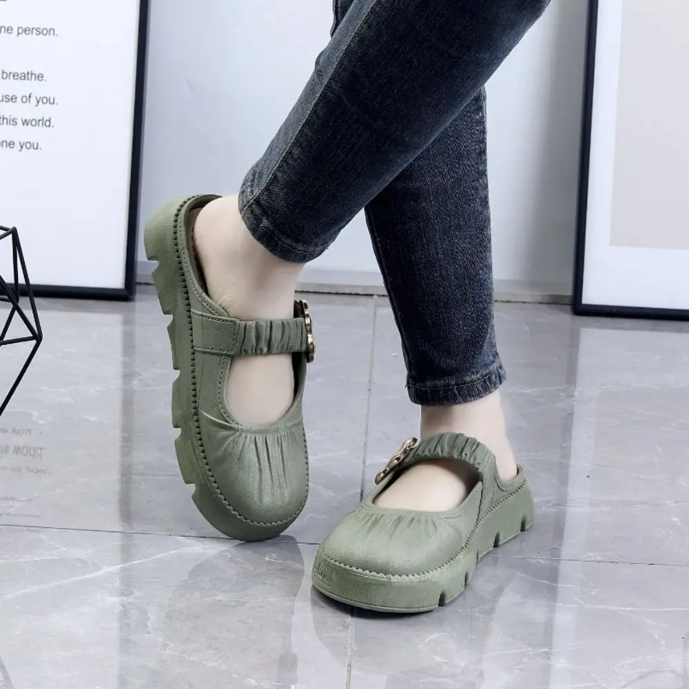 Fashion Anti Slip Flat Slippers Women Round Toe Sweet Slides Sandals Shoes Soft Soled PU Leather Slippers Summer