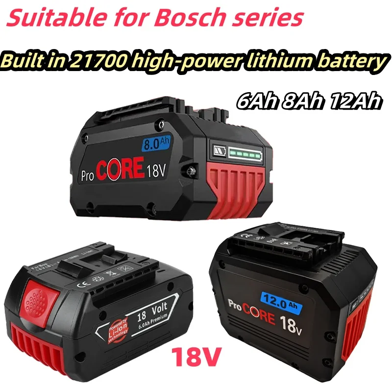 

18V 8Ah 12Ah ProCORE replacement battery, for Bosch 18V cordless tools BAT609 BAT618 GBA18V80 21700 high power 5C power cell