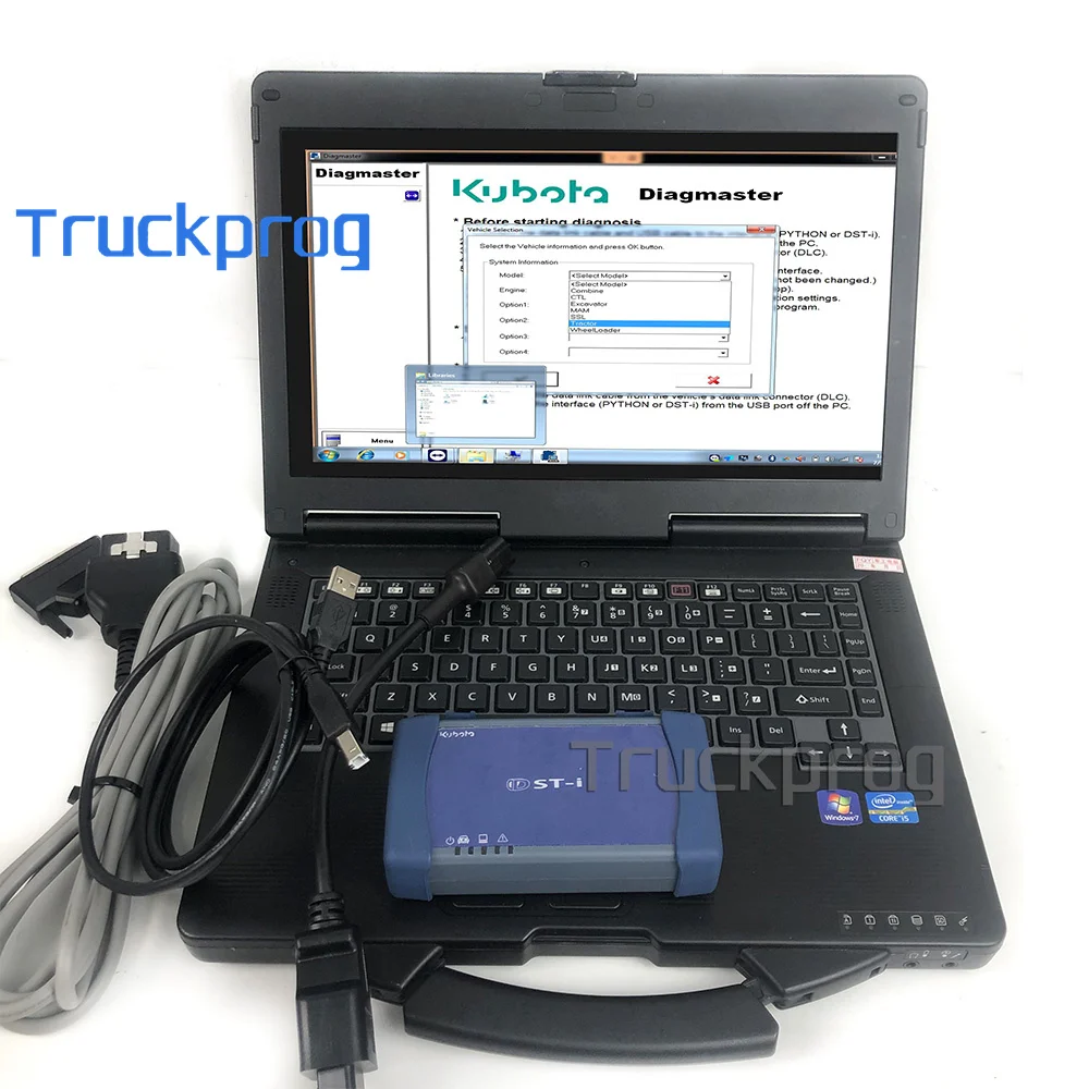 CF53 laptop+For Kubota TAKEUCHI Diagmaster PYTHON interface for Toyota Denso DST-i dsti diagnostic flash cable Diagnostic System