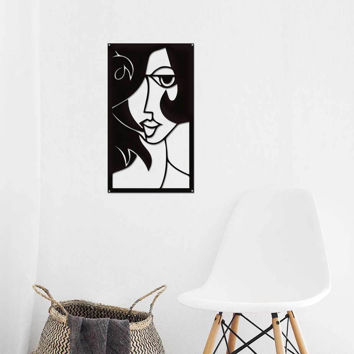 1PC Metal Decor Art Mujer Picasso Metal Hanging Wall Art, Office Living Room Bedroom Home Decor, Cafe Shop Indoor Wall Decor