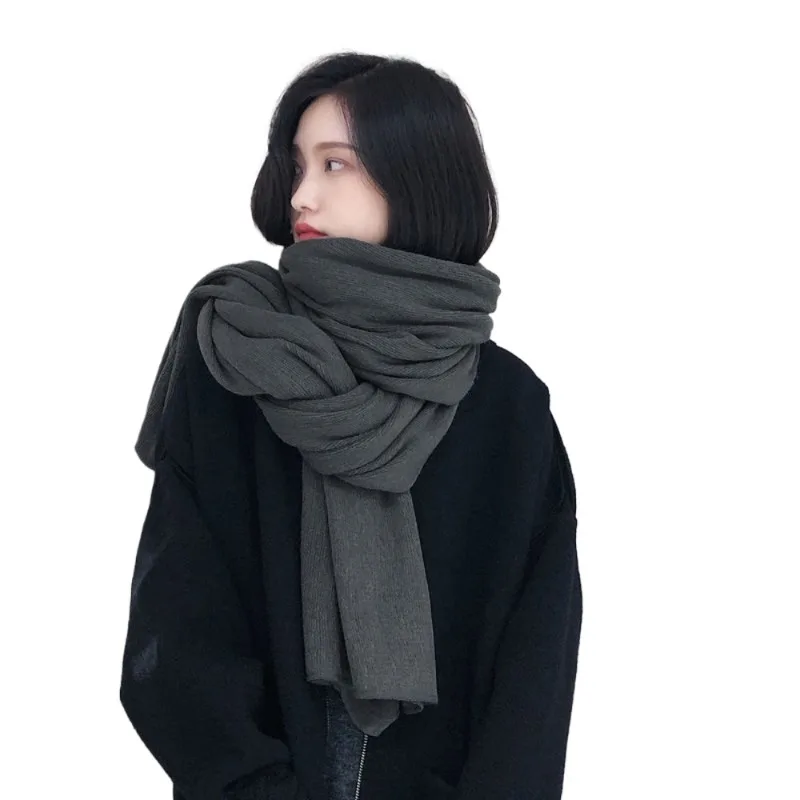 

Однотонный вязаный элитный шарф для пары, женский толстый теплый шарф на осень и зиму, универсальный мужской шарф, модный