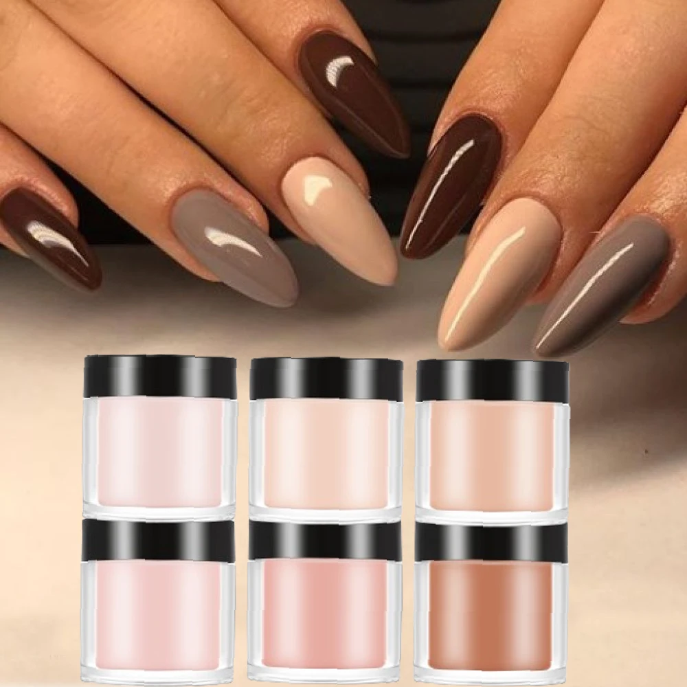 6 pz/set romantico Nude Pink Sculpting Crystal Powder acrilico Nail Dipping Powder Nail Art Decoration fai da te Nail Extension Dust