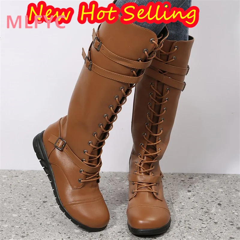 

Foreign trade large size women's boots, high barrel side zipper, European and American rivet long boots, low heel leather boots