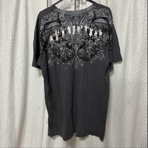 Imagen 2 del producto Camiseta Affliction Y2K Harajuku con gráficos de calavera para hombre, Camiseta holgada de algodón con cuello redondo, camiseta de gran tamaño, Top de manga corta, ropa gótica