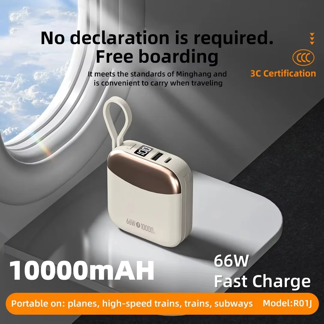 Mini 10000mAh Power Bank 66W Portable Fast Charge Powerbank 3c Certification Battery For iPhone Xiaomi Huawei Samsung
